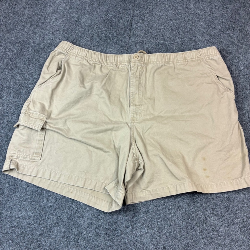Saddlebred Men Cargo Short Size XXL W42 Khaki Cotton Elastic Waist Drawstring